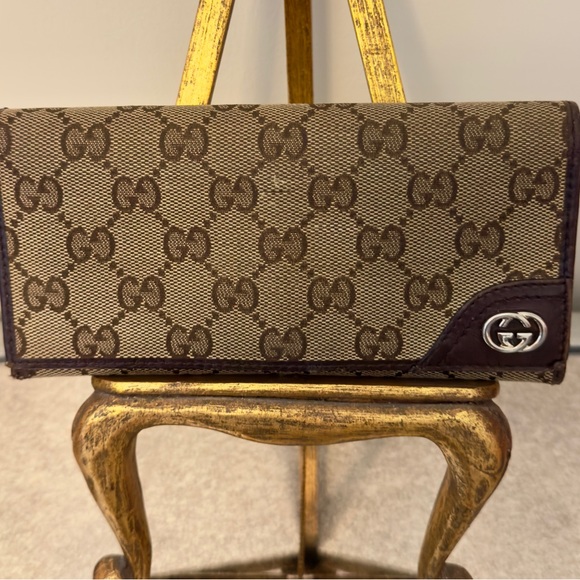 Gucci Britt GG Logo Signature Canvas Leather Continental Bi Fold Zip Wallet - Picture 2 of 10